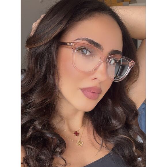 NEW Gucci GG1687O Clear Pink Round Eyeglasses Frames - Picture 1 of 5